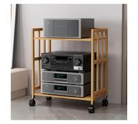Mobile di archiviazione multimediale Hi-Fi regolabile a 2 ripiani con ruote per apparecchiature audio video e home cinema, centro di intrattenimento, larghezza 70 cm