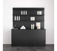 Mobile di servizio con lavandino e miscelatore laminato nero o marrone e nero & oak