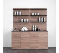 Mobile di servizio con lavandino e miscelatore laminato nero o marrone e nero & oak