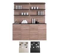 Mobile di servizio con lavandino e miscelatore laminato nero o marrone e nero & oak