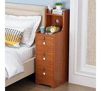 mobile di stoccaggio Table de chevet ultra-étroite de 20 cm,meuble de rangement simple et moderne avec 3 tiroirs verrouillables et étagère ouverte,table de chevet assemblée à la main