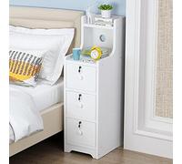 mobile di stoccaggio Table de chevet ultra-étroite de 20 cm,meuble de rangement simple et moderne avec 3 tiroirs verrouillables et étagère ouverte,table de chevet assemblée à la main