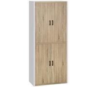 Mobile Dispensa Cucina 4 Ante 80x40x182 cm in MDF Bianco e Legno