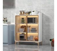 Mobile Dispensa Cucina Salvaspazio Vetrina Cucina Moderna Supporto per Forno a Microonde Organizer Cucina Facile da Montare e Pulire 60/70/80 * 35 * 124 cm(White,80cm)