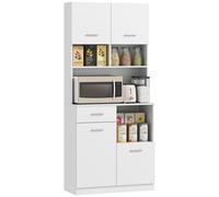 Mobile Dispensa da Cucina 80x35x180 cm 4 Armadietti 3 Ripiani e 1 Cassetto in Legno Bianco