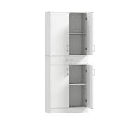 MOBILE DISPENSA HOMCOM IT83A-042V80WT - Armadio in MDF Bianco con 4 porte e 4 ripiani
