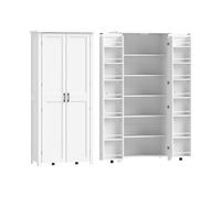 MOBILE DISPENSA HOMCOM IT83A-498V00WT - Armadio in MDF e truciolato bianco con 2 porte e 6 ripiani