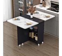 Mobile Folding Dining Table with Drop Leaf 6/8 Wheels 2 Storage Racks Space Saving Dinner Table for Small Kitchen or Living Room (Colore: D)