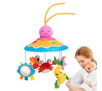 Mobile for Crib, Baby Bassinet Mobile Hanger Bell, 12.99x9.84x9.84 Inches Interactive Toy, Cute Animal Rotating Bell Included, Boys X Girls Preschool Learning Ornament