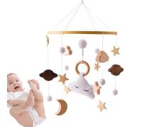 Mobile for Crib, Moon Stars Baby Mobile, Wooden Crib Mobile, Baby Nursery Mobile, Crib, Crib Toys for Girls, Bassinet Mobile for Babies, Bed Bell Pendant, Wind Chime Nursery Mobile