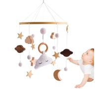 Mobile for Crib, Moon Stars Baby Mobile, Wooden Crib Mobile, Wind Chime Crib Toys, Nursery Decor Mobile, Bassinet Mobile, Baby Bed Bell Pendant, Crib Mobile for Boys and Girls, Baby Mobile with Stars