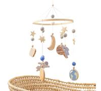 Mobile for Crib, Wooden Nursery Ornament, 360° Rotating Space Pattern Design, Calming Visual Stimulation, Ideal for Play, Travel, Night Sleep, Baby Bedding Decor