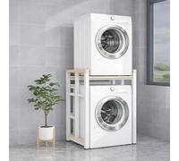 Mobile For Lavatrice (larghezza 75 Cm) - Stabile E Regolabile In Altezza - Ripiano Sopra Lavatrice E Asciugatrice In Metallo E Legno - Sovrastruttura Salvaspazio For Lavanderia(White-light walnut)