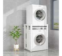 Mobile For Lavatrice (larghezza 75 Cm) - Stabile E Regolabile In Altezza - Ripiano Sopra Lavatrice E Asciugatrice In Metallo E Legno - Sovrastruttura Salvaspazio For Lavanderia(White-teak)