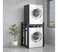 Mobile For Lavatrice (larghezza 75 Cm) - Stabile E Regolabile In Altezza - Ripiano Sopra Lavatrice E Asciugatrice In Metallo E Legno - Sovrastruttura Salvaspazio For Lavanderia(Balck-Black)