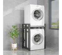 Mobile For Lavatrice (larghezza 75 Cm) - Stabile E Regolabile In Altezza - Ripiano Sopra Lavatrice E Asciugatrice In Metallo E Legno - Sovrastruttura Salvaspazio For Lavanderia(Balck-White)