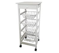 Mobile Gestion Porta Frutta con 3 cesti E portabottiglie 37 x 37 x 85 cm. (Bianco)