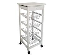 Mobile Gestion Porta Frutta portafrutta 37 x 37 x 85 cm 4 cesti E cassetto Colore Bianco