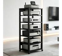Mobile Hi-Fi Stereo a 7 Livelli Torre Audio-Video | Supporto multiuso for amplificatore altoparlanti console di gioco ricevitore e lettore DVD(Nero)