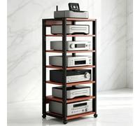 Mobile Hi-Fi Stereo a 7 Livelli Torre Audio-Video | Supporto multiuso for amplificatore altoparlanti console di gioco ricevitore e lettore DVD(Brown)