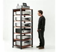 Mobile Hifi 5/7 Livelli，Mobiletto Portaoggetti Moderno, Rack Audio Mobile Con Ruote Universali Regolabile，Audio AV Tower, per Casa/ufficio/negozio(Teak,7tier)
