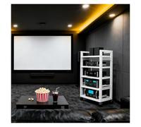 Mobile HIFI per Stereo con Ruote, Mobile AV per Media in Legno, Supporto per CD, Giradischi, Ricevitore Stereo, Mobiletto da Esposizione per Attrezzatura AV, Soggiorno(White1)