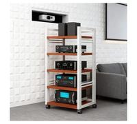 Mobile HIFI per Stereo con Ruote, Mobile AV per Media in Legno, Supporto per CD, Giradischi, Ricevitore Stereo, Mobiletto da Esposizione per Attrezzatura AV, Soggiorno(White2)