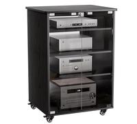 Mobile HIFI Supporto HIFI a 5 livelli Moderno Armadio Audio HiFi Rack Altezza regolabile Supporto per Giradischi Mobile DVD Con porte in vetro con serratura Per Soggiorno, Sala Teatro, Centro Intratte