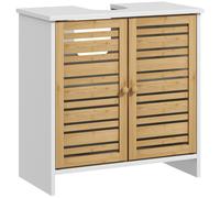 Mobile HOMCOM sottolavabo con ante magnetiche 60x30x60 cm Bianco Naturale