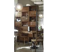 Mobile in ferro anticato con cassette della frutta 210 x 150 cm libreria