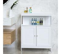 Mobile in Legno 60x30 H 80cm Bagno Camera Ingresso Salvaspazio 2Ante 1Vano Bianc