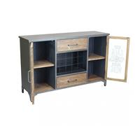 Mobile in legno e acciaio multiuso con ripiani e cassetti 124x39,5xH80 cm