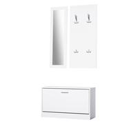 Mobile Ingresso 3 in 1 con Scarpiera Appendiabiti e Specchio Bianco