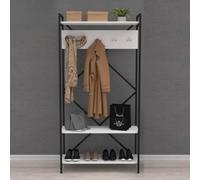 MOBILE INGRESSO LEGNO METALLO BIANCO APPENDIABITI RASTRELLIERA 90x35x180h MODERN