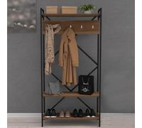 MOBILE INGRESSO LEGNO METALLO NOCE APPENDIABITI RASTRELLIERA 90x35x180h
