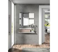 13Casa Aragona B01 Mobile Ingresso + Specchio, 75X29X20 H cm, Bianco, Faggio, Melamina, 20x75x29 cm