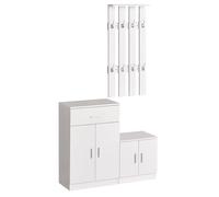 Mobile Ingresso con Scarpiera e Appendiabiti in Legno Bianco Opaco 100x32x187 cm