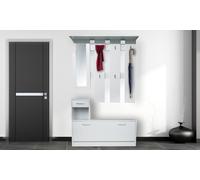 Set mobili ingresso in pannello truciolare 100x24x159 cm bianco cemento Bianco-cemento