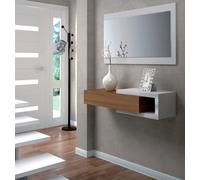 MOBILE INGRESSO CON SPECCHIO NOCE E BIANCO LUCIDO