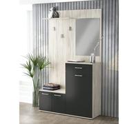 DecHome Mobile Ingresso Appendiabiti Scarpiera Specchio cm 115x35x197 Antracite