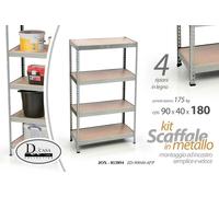 MOBILE KIT SCAFFALE IN METALLO 9040180 CM 4 RIPIANI IN LEGNO JOX-813894