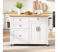 Mobile Kitchen Island on Wheels Tavolo da pranzo espandibile Multifunzionale Carrello da cucina con cassetti portaoggetti ideale per cucina e sala da pranzo Design vibrante Soluzione salvaspazio