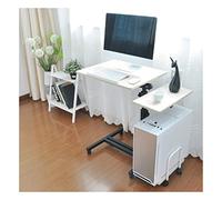 Mobile Laptop Stand Desk 4 Casters (with Locking Device) Can Be Used in The Bedroom Living Room (Color : Matte Black) (White Pine Color)