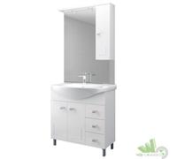 MOBILE LAVABO BAGNO BIANCO 86x50x194h CM COMPLETO SPECCHIO PENSILE LUCI