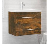 Mobile Lavabo con Lavabo Integrato in Legno Rovere Affumicato, Mobile Bagno Salvaspazio e Mobiletto Sotto Lavabos Bagnos, Armadietto da Bagno Funzionale, Mobile 60x38.5x48 cm, Lavabo 61x39.5x18.5 cm