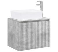 Mobile Lavabo Da Parete Grigio Calcestruzzo Legno Composito Con Lavabo E | Design sospeso salvaspazio, conservazione discreta, manutenzione facile, finitura grigio cemento, legno resistente