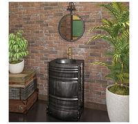 Mobile lavabo Singolo per Bagno Moderno, Mobile lavabo autoportante in Stile Industriale con Mobile Contenitore per lavabo con Rubinetto e Scarico 20,8 x 17,7 x 32,2 Pollici, Rame Rosso, con specchi