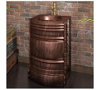 Mobile lavabo Singolo per Bagno Moderno, Mobile lavabo autoportante in Stile Industriale con Mobile portaoggetti per lavabo con Rubinetto e Scarico 20,8 x 17,7 x 32,2 Pollici, Rame Rosso, con specch