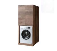 Mobile Lavanderia a Colonna per Lavatrice o Asciugatrice con 2 Ante Installabili Sopra o Sotto 70x70x174A cm in Nobilitato Unika Bianco Latte