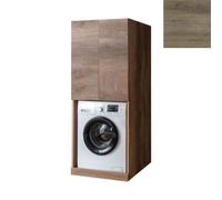 Mobile Lavanderia a Colonna per Lavatrice o Asciugatrice con 2 Ante Installabili Sopra o Sotto 70x70x174A cm in Nobilitato Unika Olmo Naturale